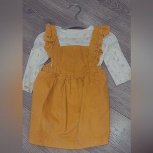 Carter's Mustard Corduroy Pinafore with Floral